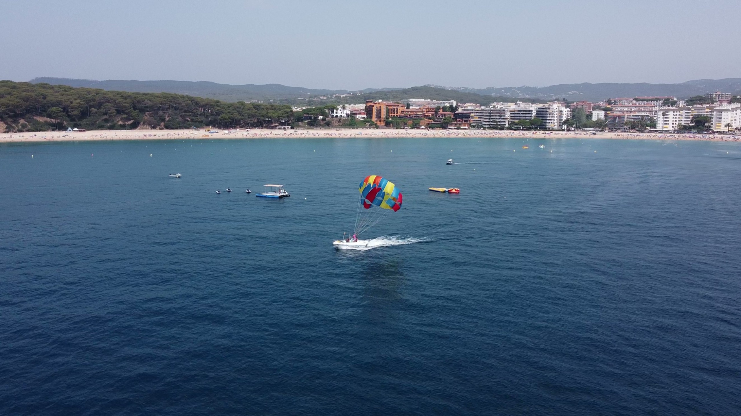 Vista aérea del mar mediterráneo en Lloret de Mar